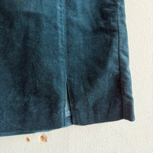 Vtg 90s Midi Skirt Teal Velvel A Line High Waist Casual Corner Womens XS Holiday - Picture 2 of 9